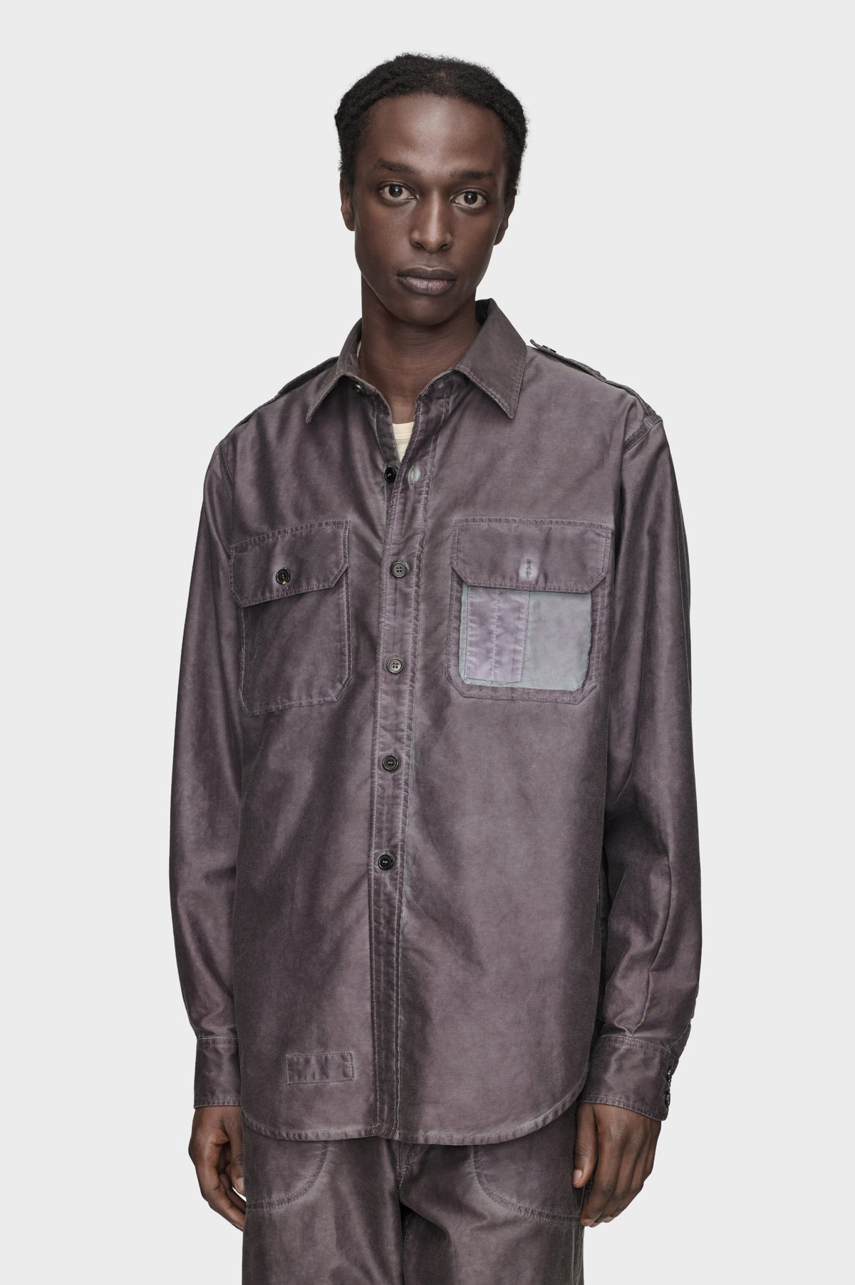 MAISON MARGIELA DOUBLE-DYED WORKWEAR SHIRT PLUM — vista 2
