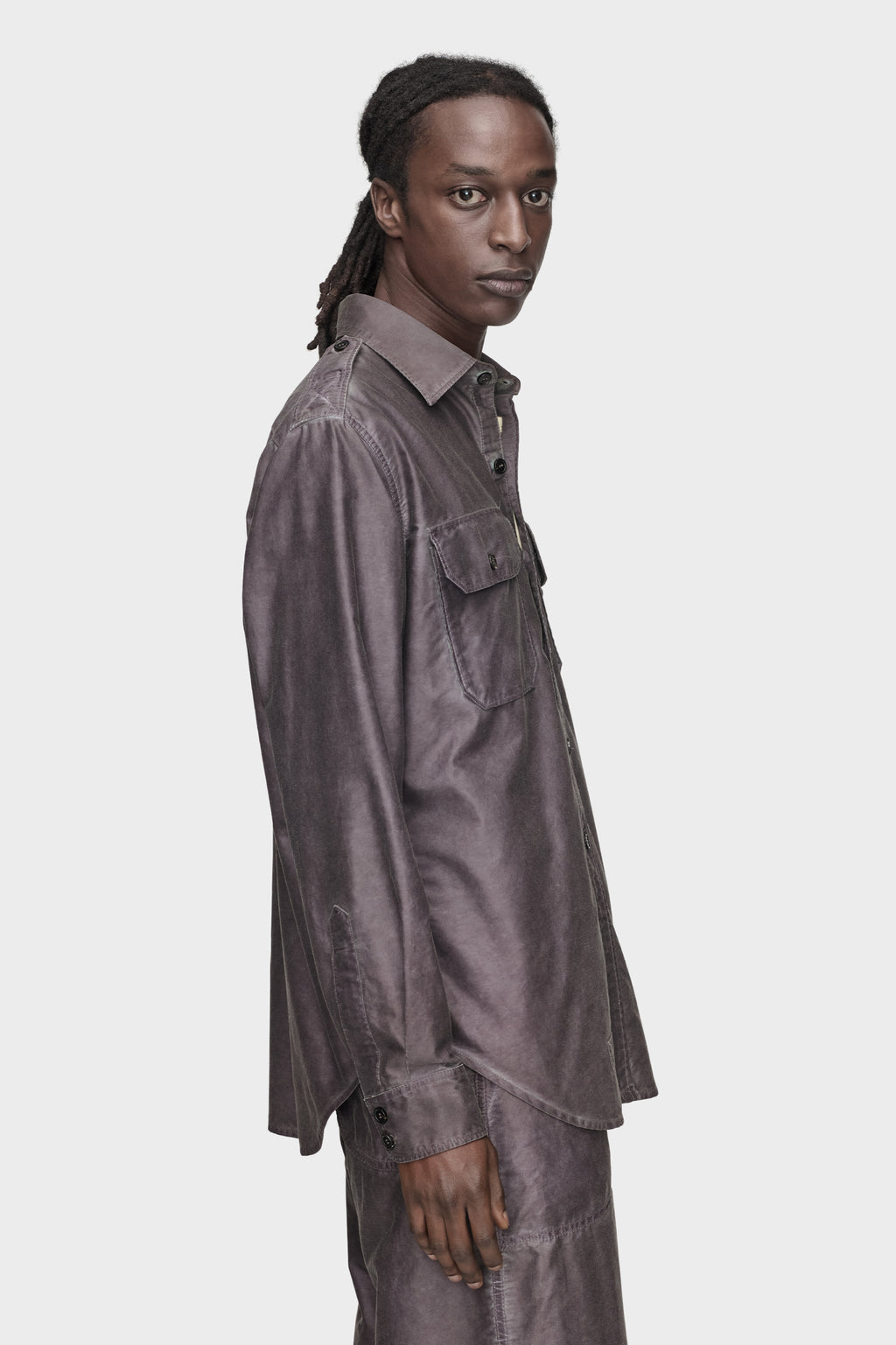 MAISON MARGIELA DOUBLE-DYED WORKWEAR SHIRT PLUM — vista 3