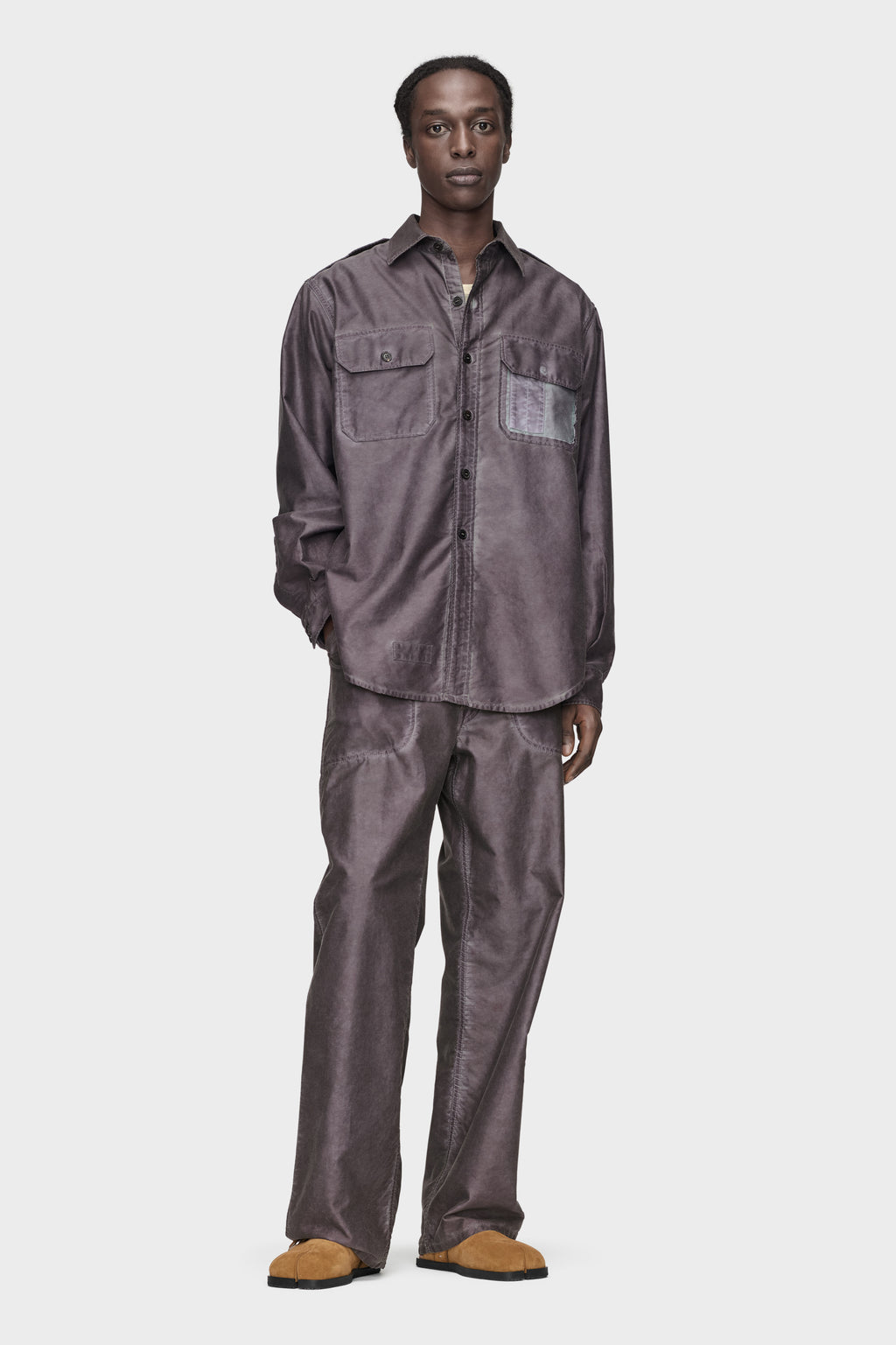 MAISON MARGIELA DOUBLE-DYED WORKWEAR SHIRT PLUM — vista 8