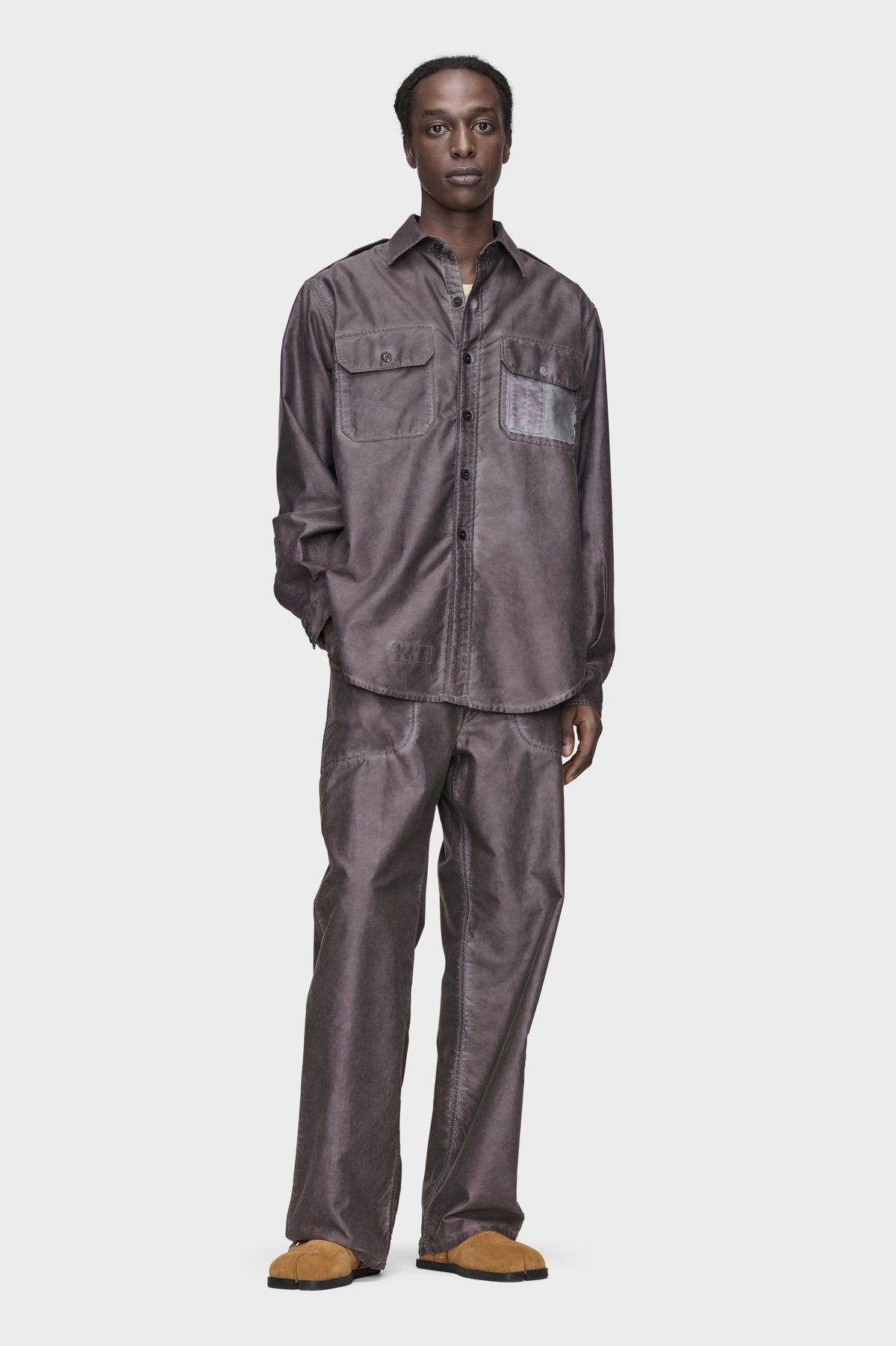MAISON MARGIELA DOUBLE-DYED WORKWEAR SHIRT PLUM — vista 8