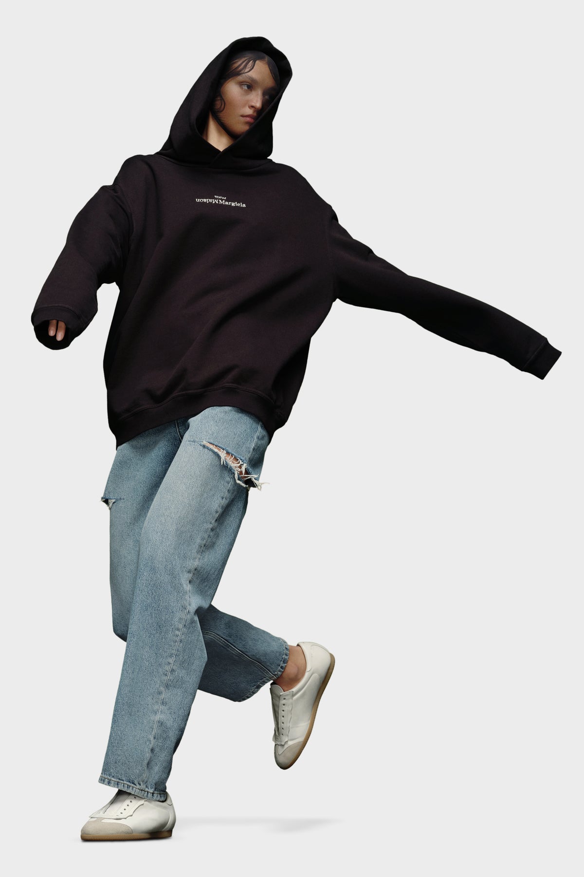 MAISON MARGIELA HOODED SWEATSHIRT BLACK — vista 5