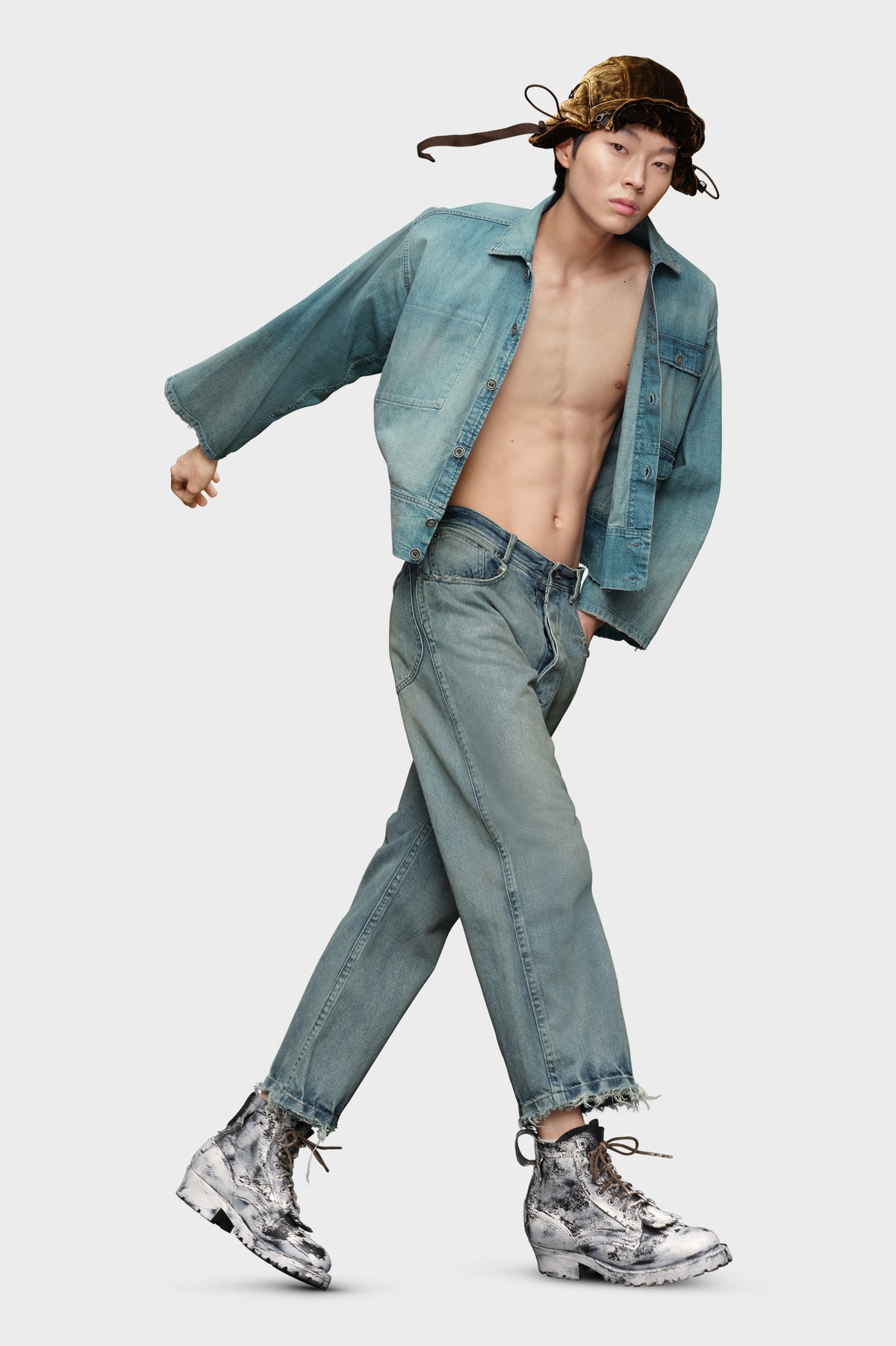 MAISON MARGIELA DISTRESSED JEANS LIGHT BLUE — vista 3
