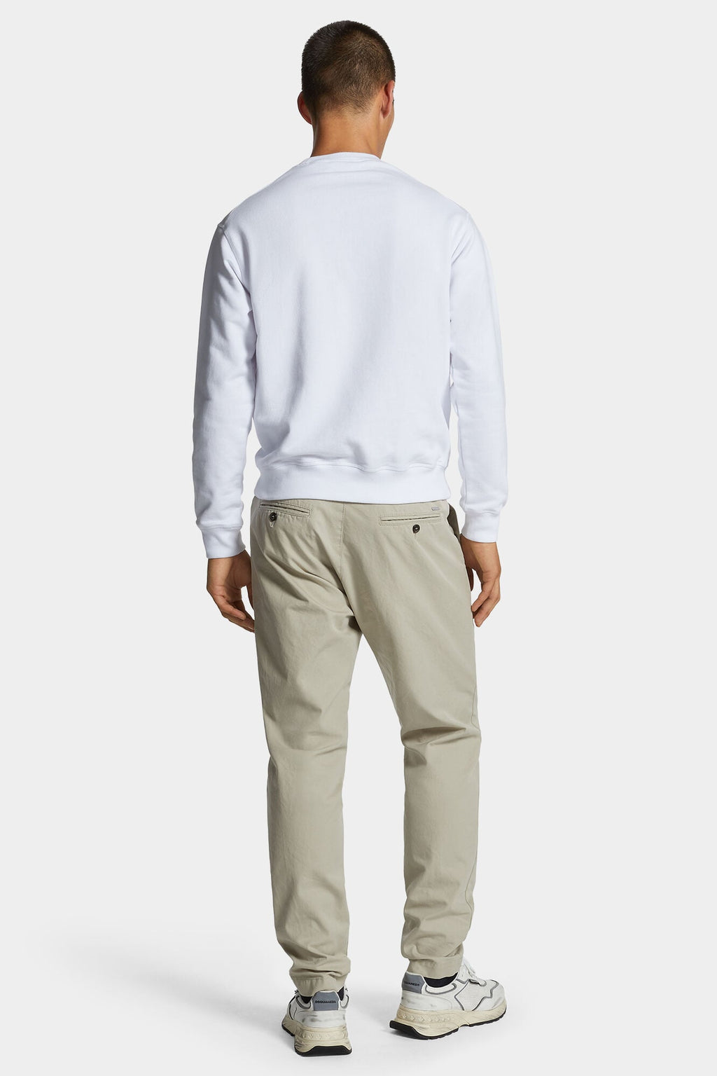 DSQUARED2 ONE PLEAT COTTON PANT LIGHT BEIGE — vista 4