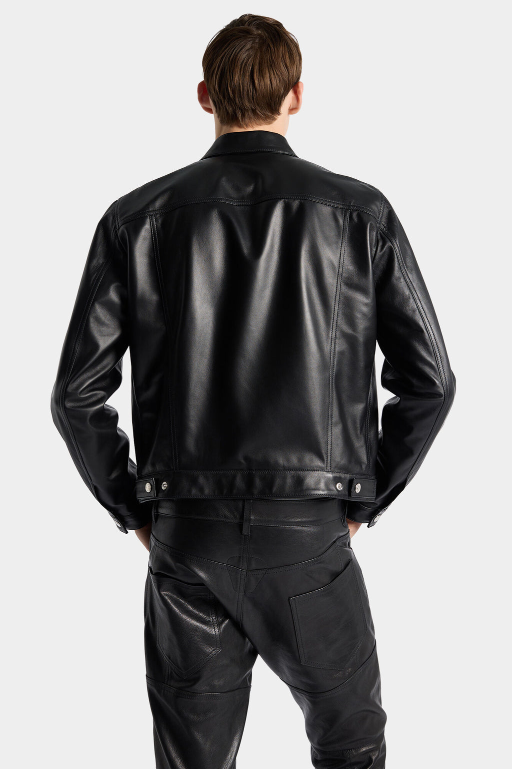 DSQUARED2 LEATHER BOXY JEAN JACKET BLACK — vista 4