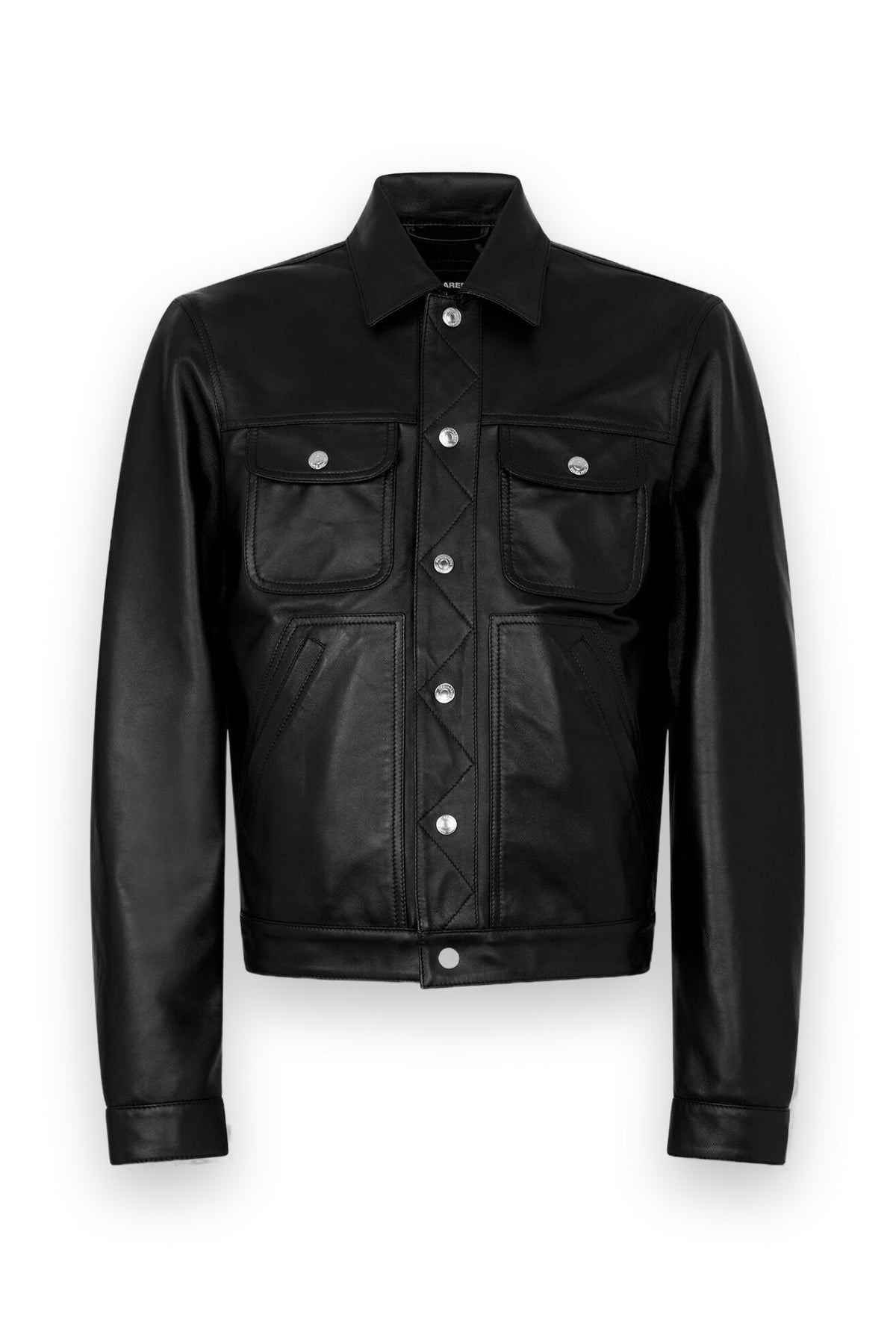 DSQUARED2 LEATHER BOXY JEAN JACKET BLACK