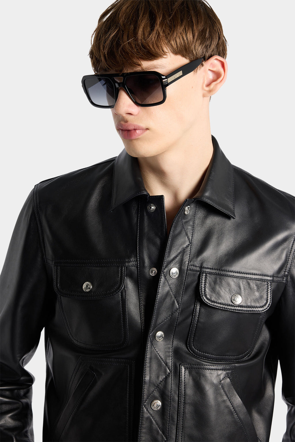 DSQUARED2 LEATHER BOXY JEAN JACKET BLACK — vista 5