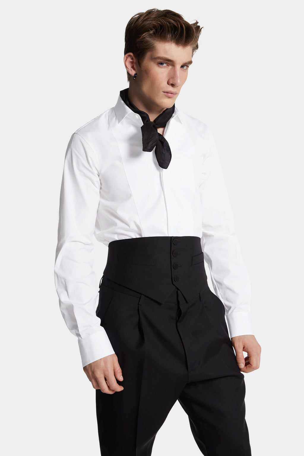 DSQUARED2 EASY SLIM MINI DEAN COLLAR SHIRT WHITE — vista 3