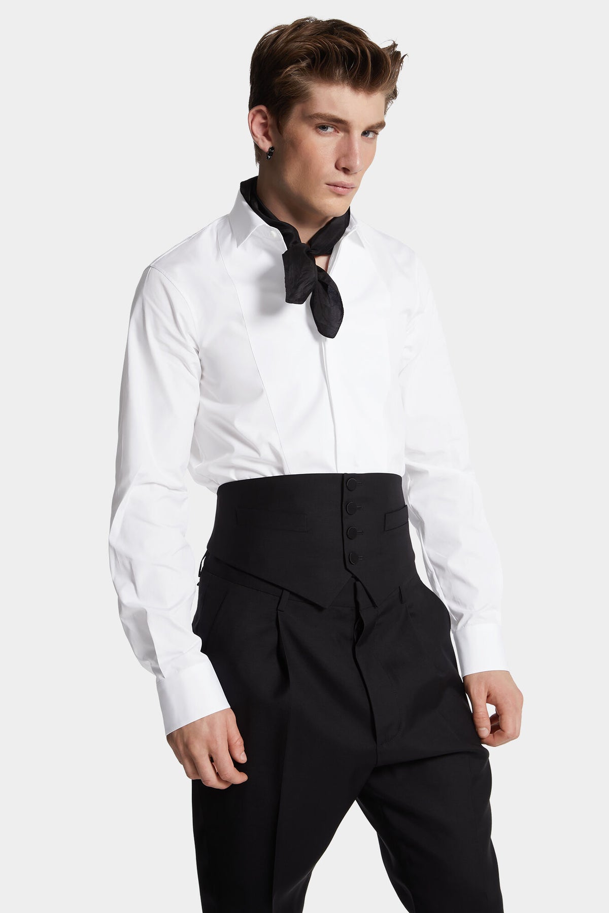 DSQUARED2 EASY SLIM MINI DEAN COLLAR SHIRT WHITE — vista 3