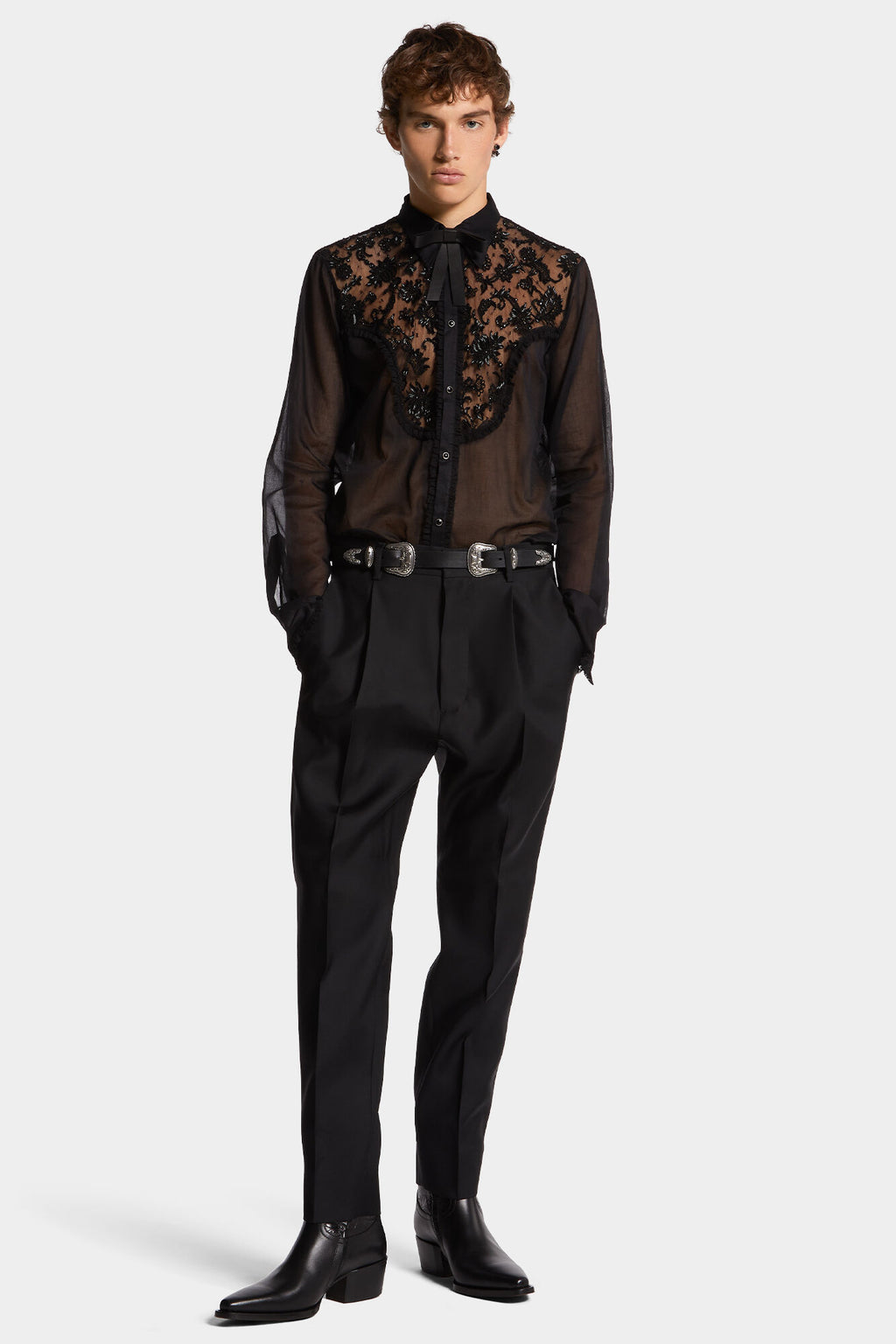 DSQUARED2 ONE PLEAT AVIATOR PANT BLACK — vista 3