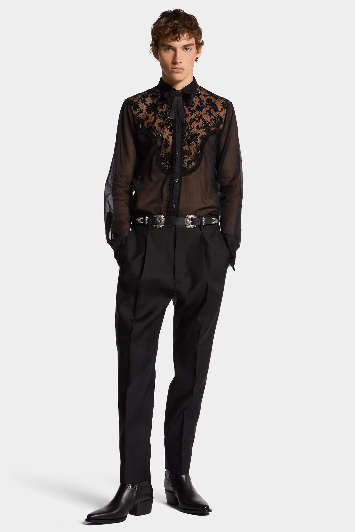 DSQUARED2 ONE PLEAT AVIATOR PANT BLACK — vista 3