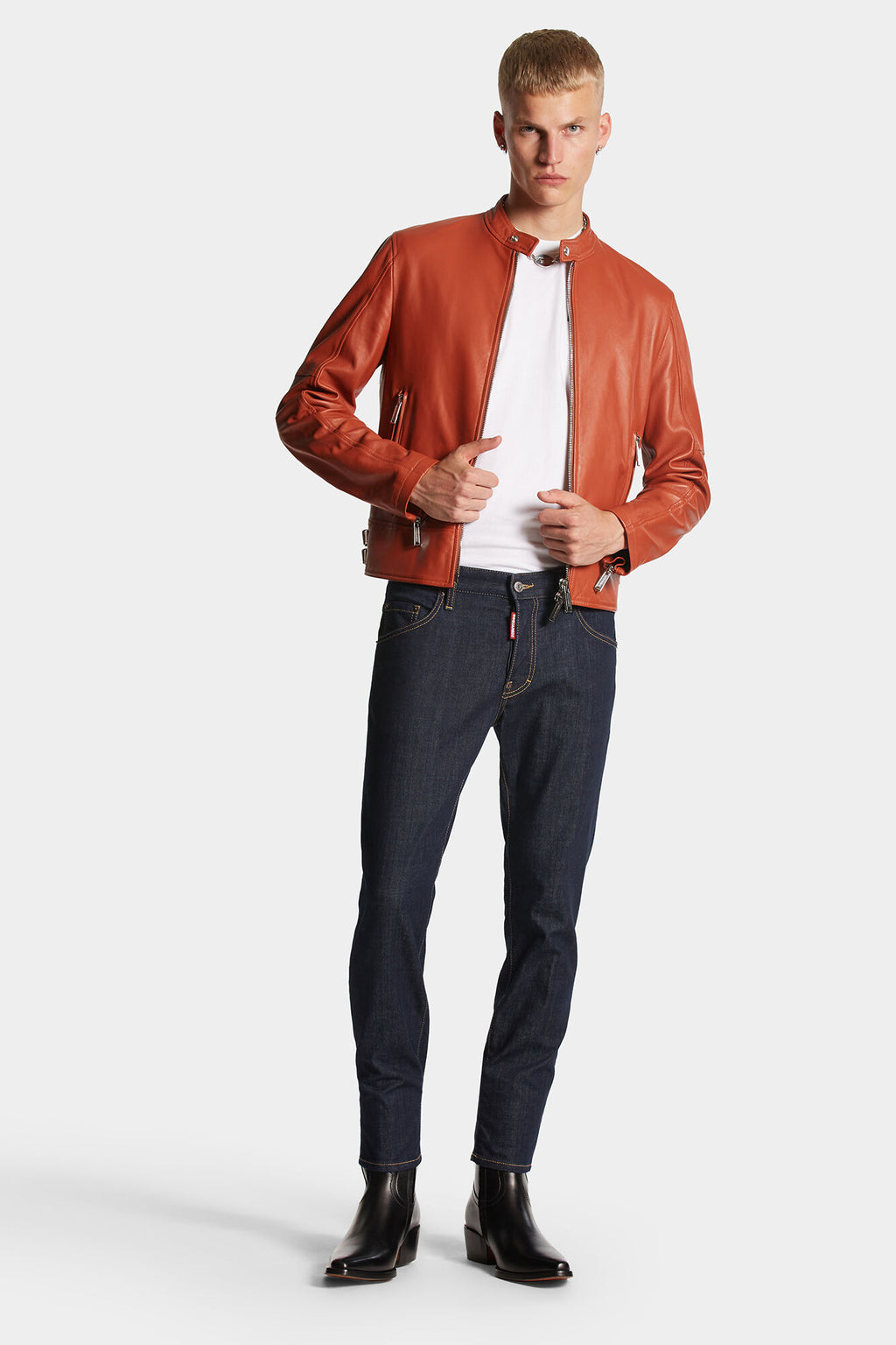 DSQUARED2 DARK RINSE WASH SKATER JEANS BLUE — vista 3