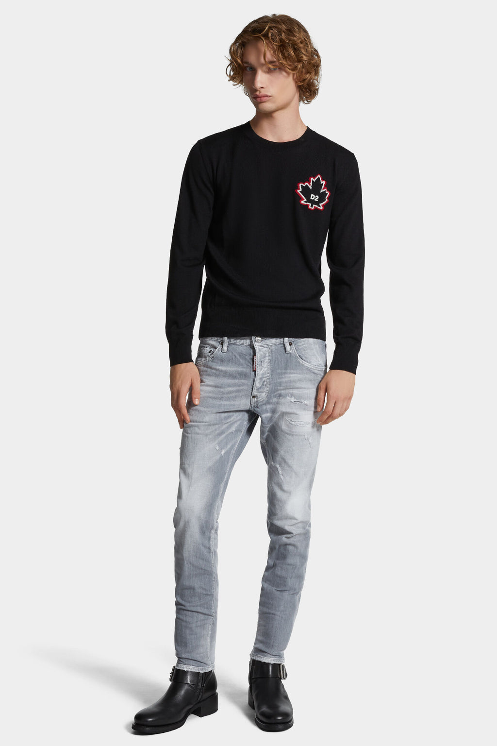 DSQUARED2 BRUSHED GREY WASH SKATER JEANS — vista 3