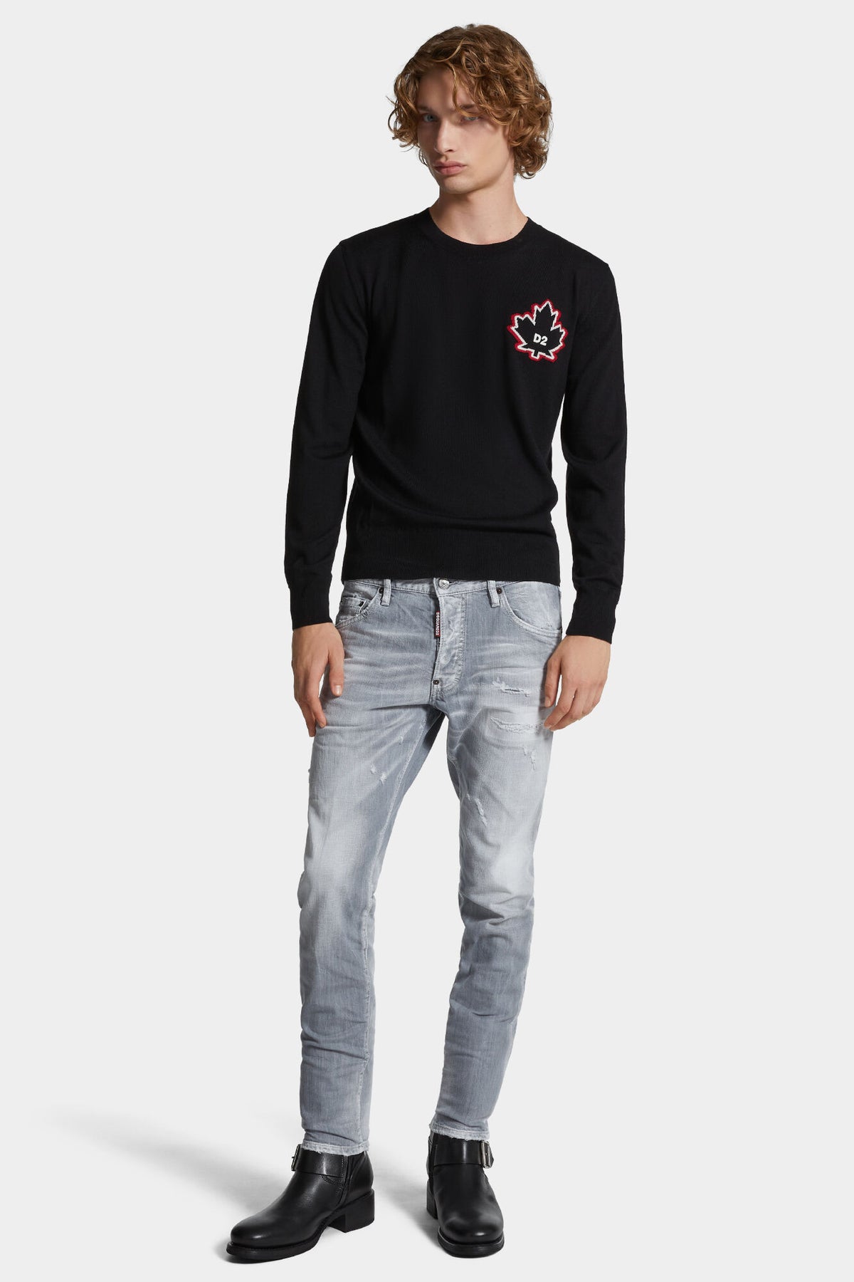 DSQUARED2 BRUSHED GREY WASH SKATER JEANS — vista 3