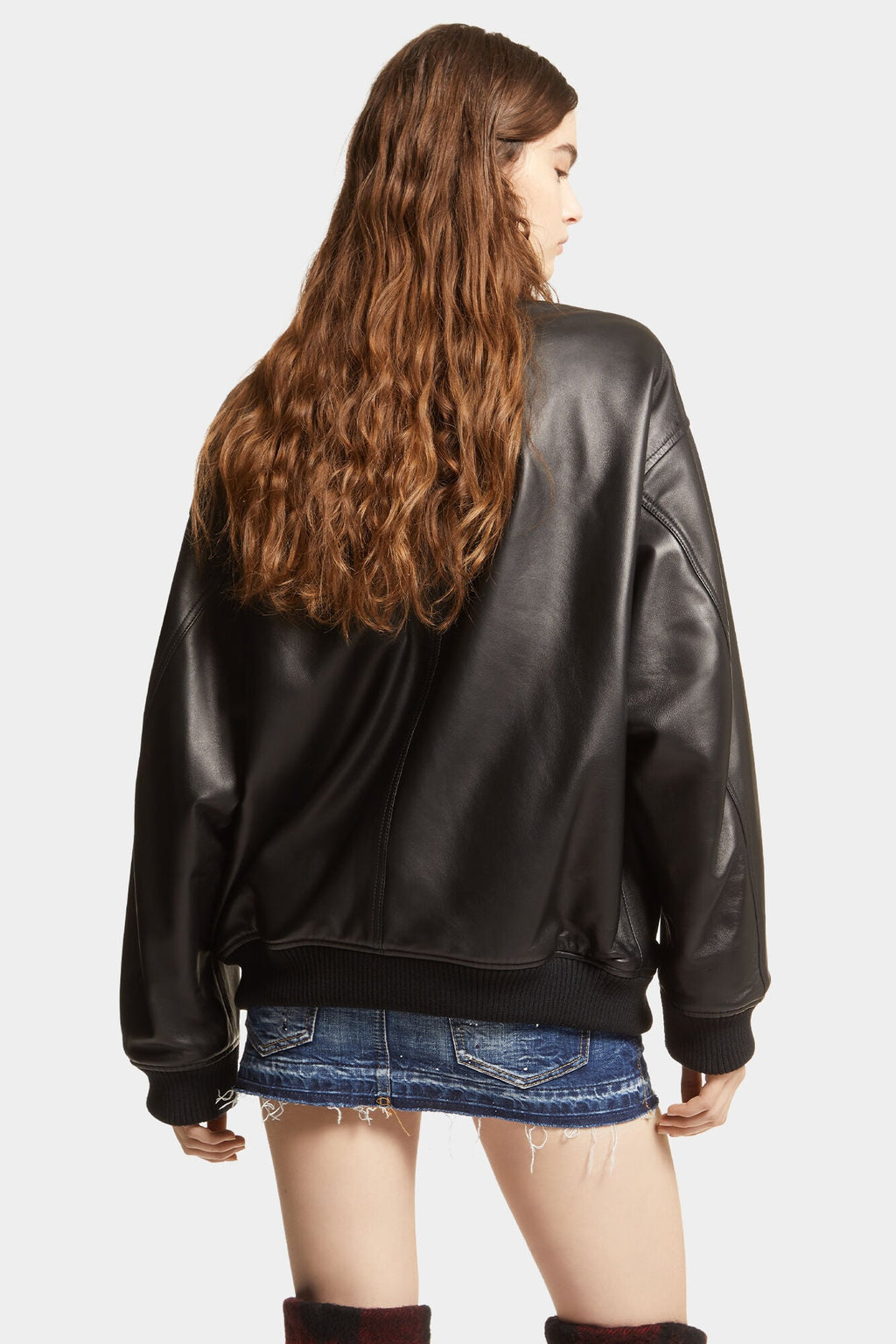 DSQUARED2 LEATHER OVERSIZE CYPRUS BOMBER BLACK — vista 4