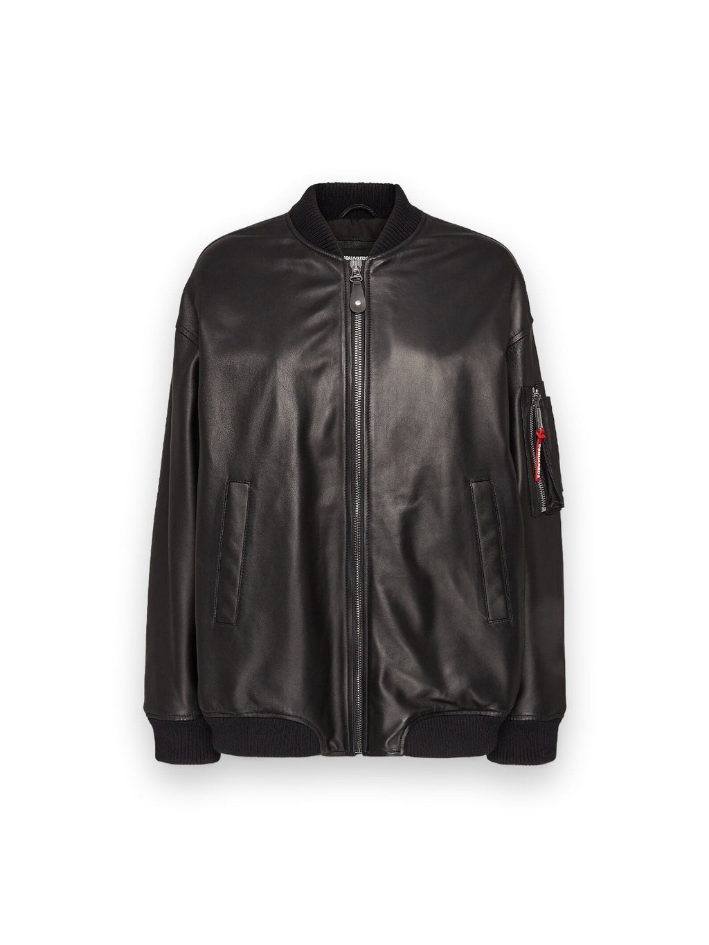 DSQUARED2 LEATHER OVERSIZE CYPRUS BOMBER BLACK