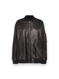 DSQUARED2 LEATHER OVERSIZE CYPRUS BOMBER BLACK