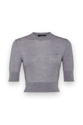 DSQUARED2 CROPPED D2 PULLOVER GREY