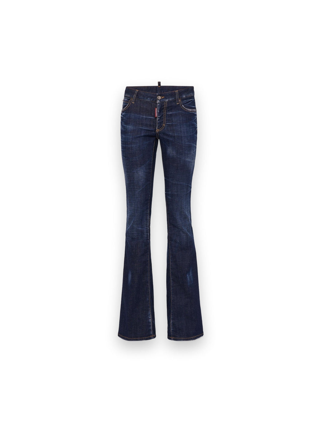 DSQUARED2 DARK CLEAN WASH MEDIUM WAIST FLARE JEANS BLUE