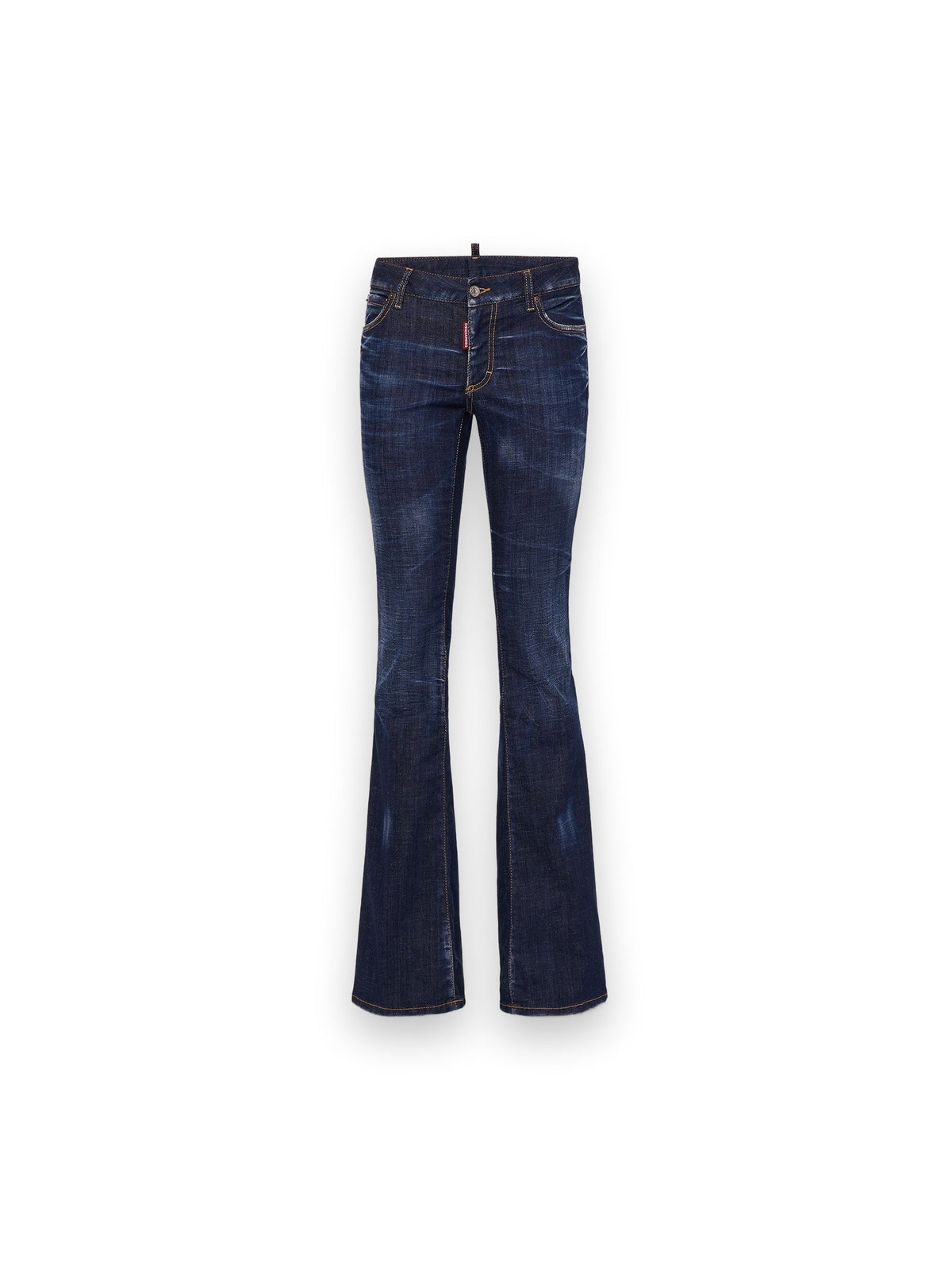 DSQUARED2 DARK CLEAN WASH MEDIUM WAIST FLARE JEANS BLUE