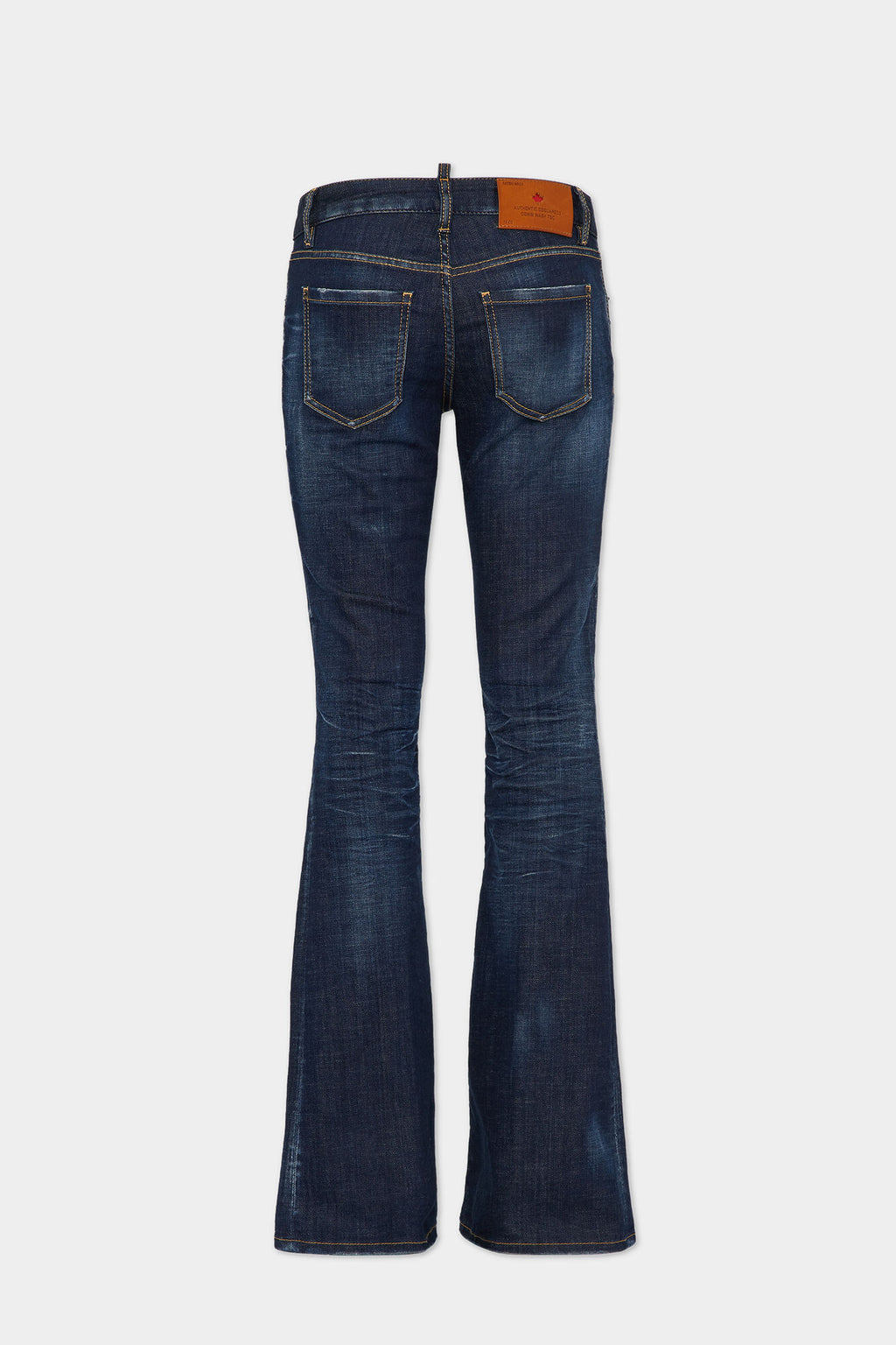 DSQUARED2 DARK CLEAN WASH MEDIUM WAIST FLARE JEANS BLUE — vista 2
