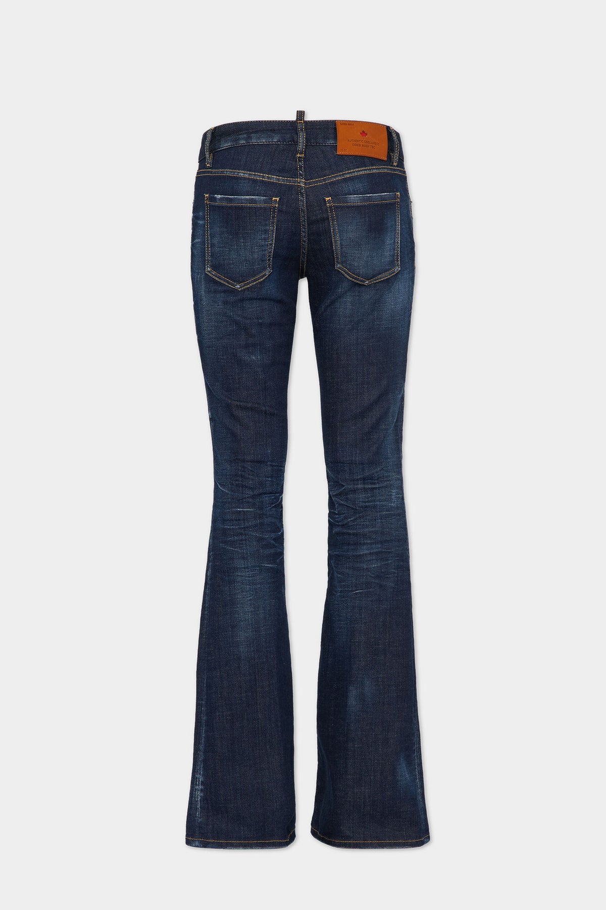 DSQUARED2 DARK CLEAN WASH MEDIUM WAIST FLARE JEANS BLUE — vista 2