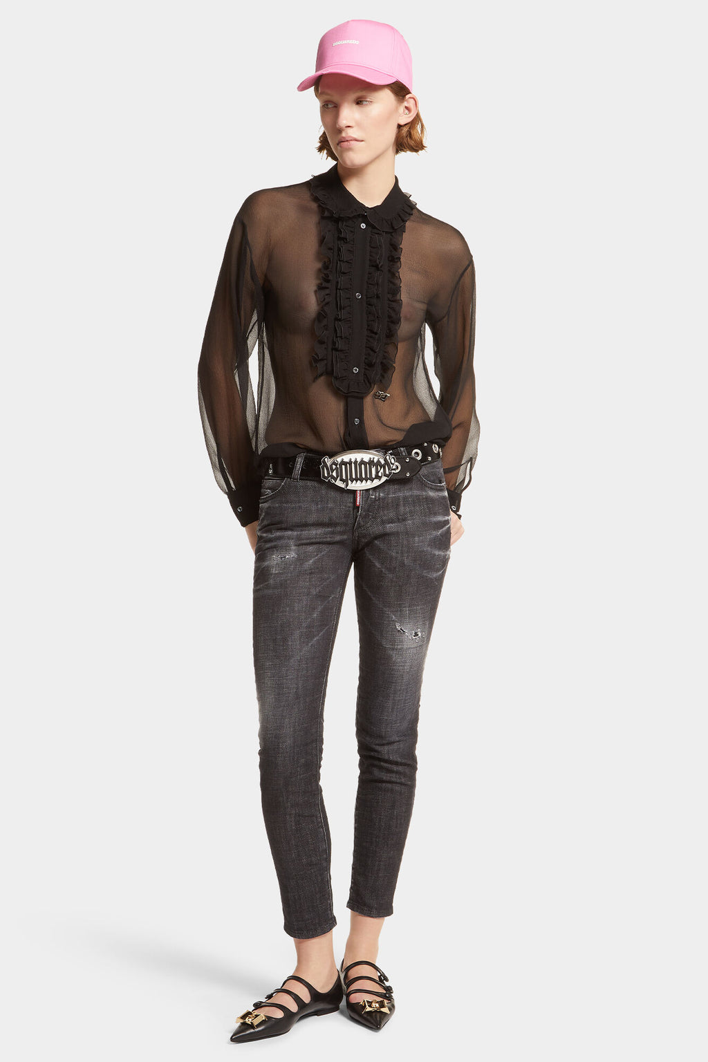 DSQUARED2 BLACK EASY WASH MEDIUM WAIST JENNIFER JEANS — vista 3