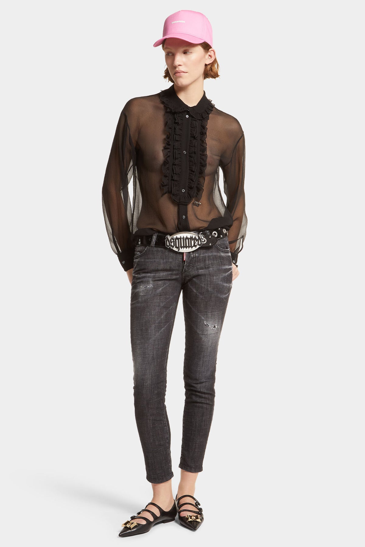 DSQUARED2 BLACK EASY WASH MEDIUM WAIST JENNIFER JEANS — vista 3