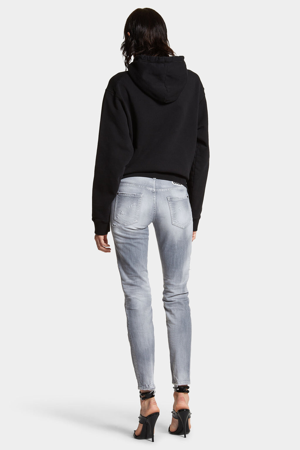 DSQUARED2 BRUSHED GREY WASH MEDIUM WAIST JENNIFER JEANS — vista 4