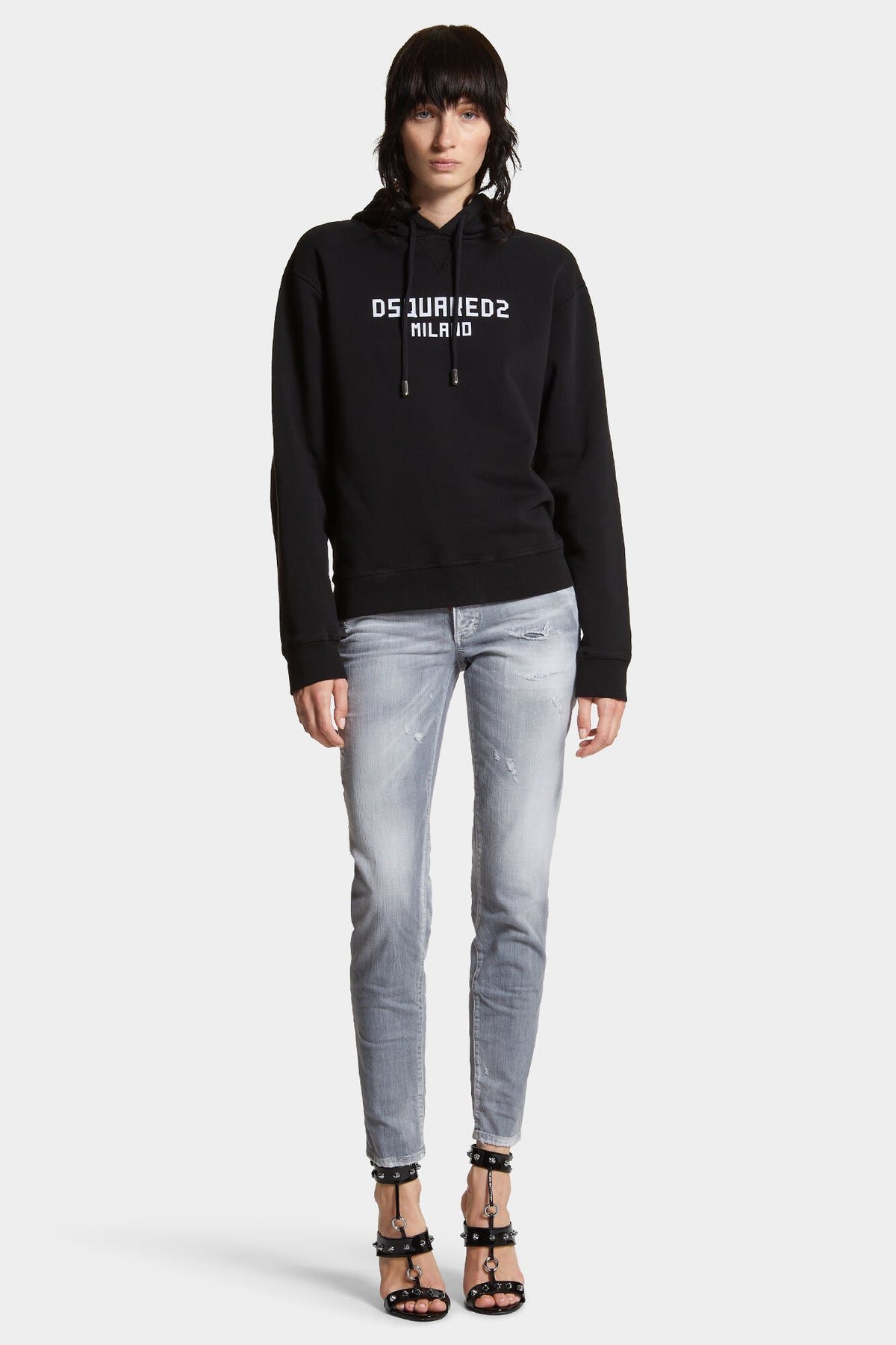 DSQUARED2 BRUSHED GREY WASH MEDIUM WAIST JENNIFER JEANS — vista 3