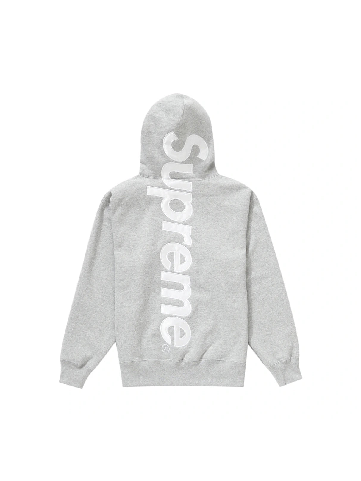 SUPREME SATIN APPLIQUE HOODED SWEATSHIRT GREY