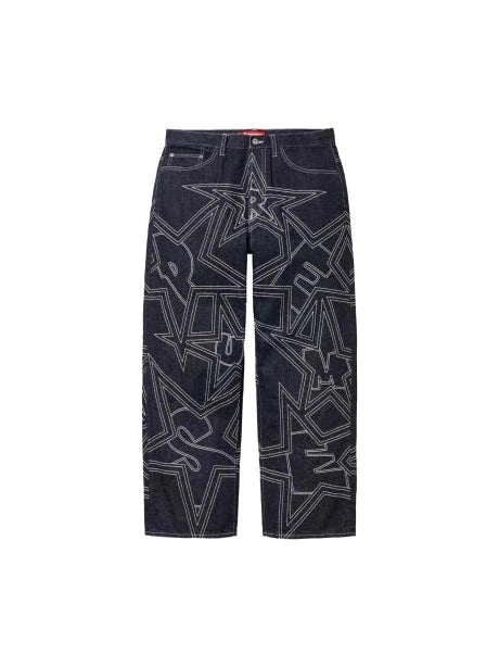 SUPREME STARS TOPSTITCH BAGGY JEANS BLUE SUPREME The Hype Company