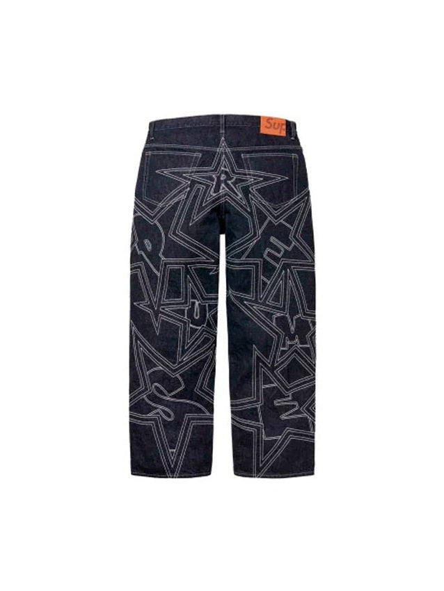 SUPREME STARS TOPSTITCH BAGGY JEANS BLUE SUPREME The Hype Company