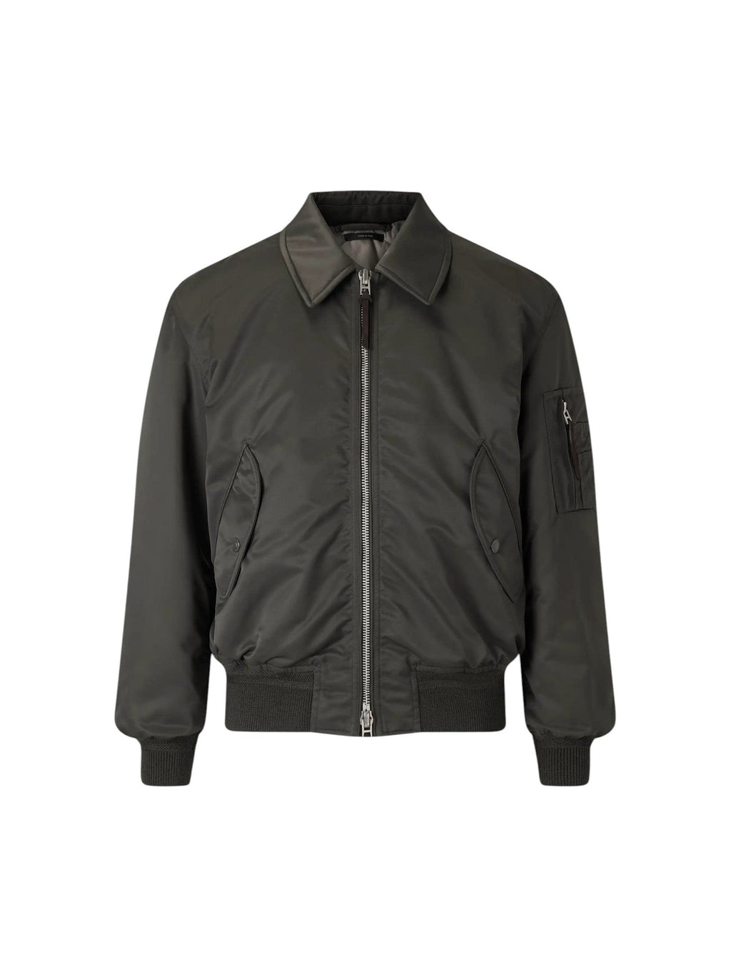 TOM FORD PADDED SATIN B0OMBER JACKET DARK GREEN