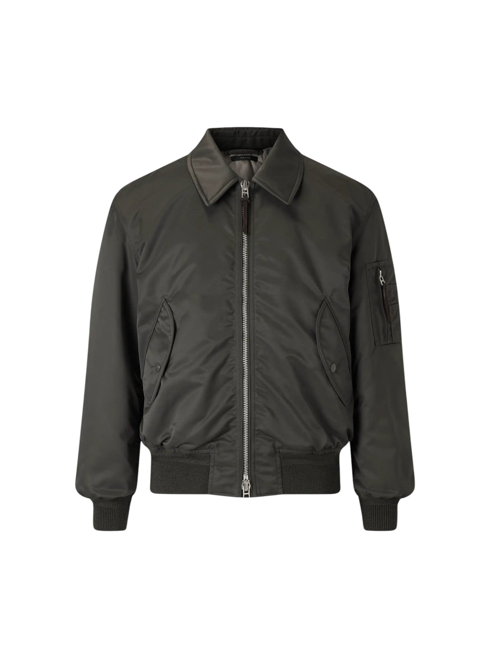 TOM FORD PADDED SATIN B0OMBER JACKET DARK GREEN