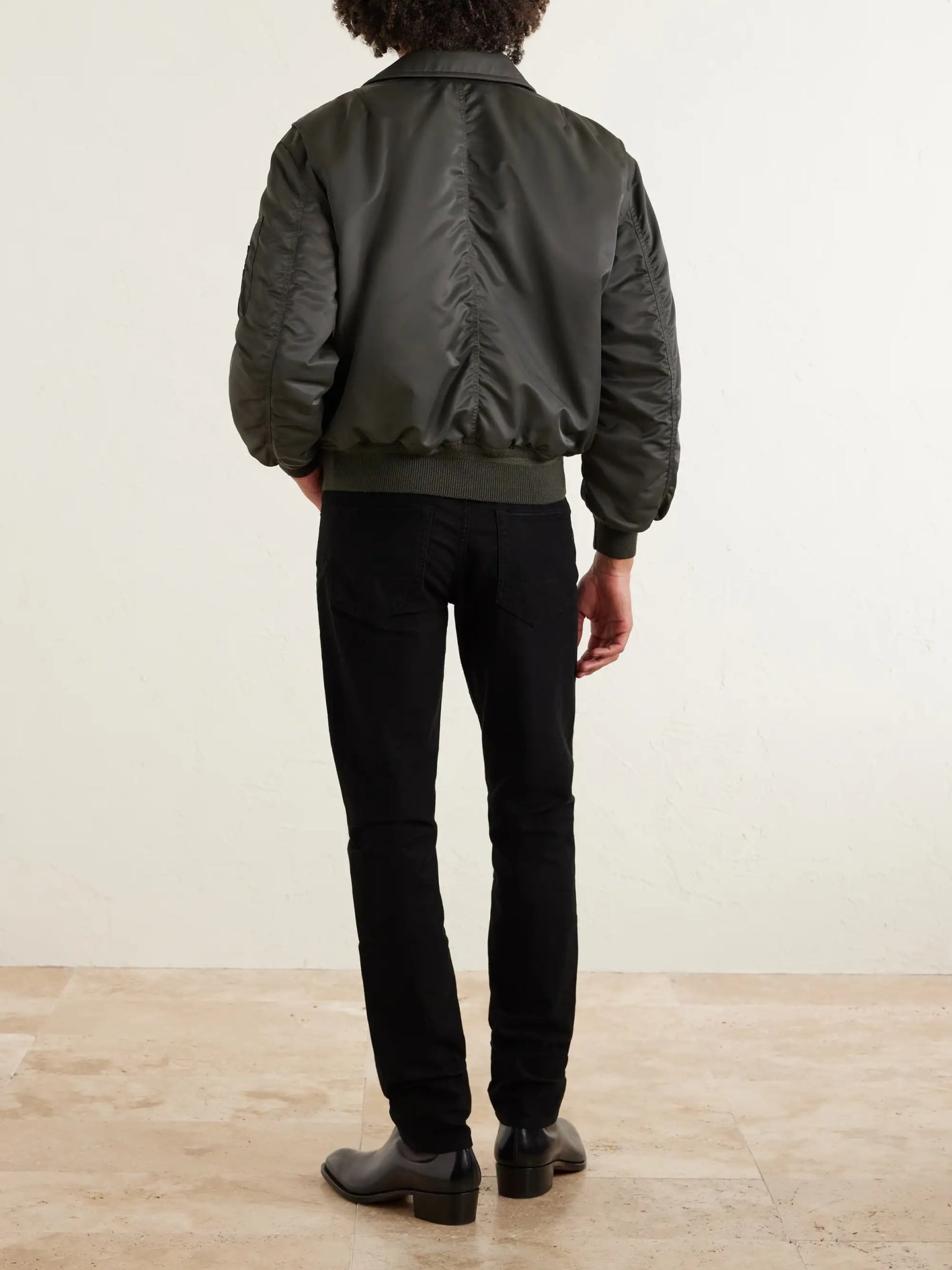 TOM FORD PADDED SATIN B0OMBER JACKET DARK GREEN