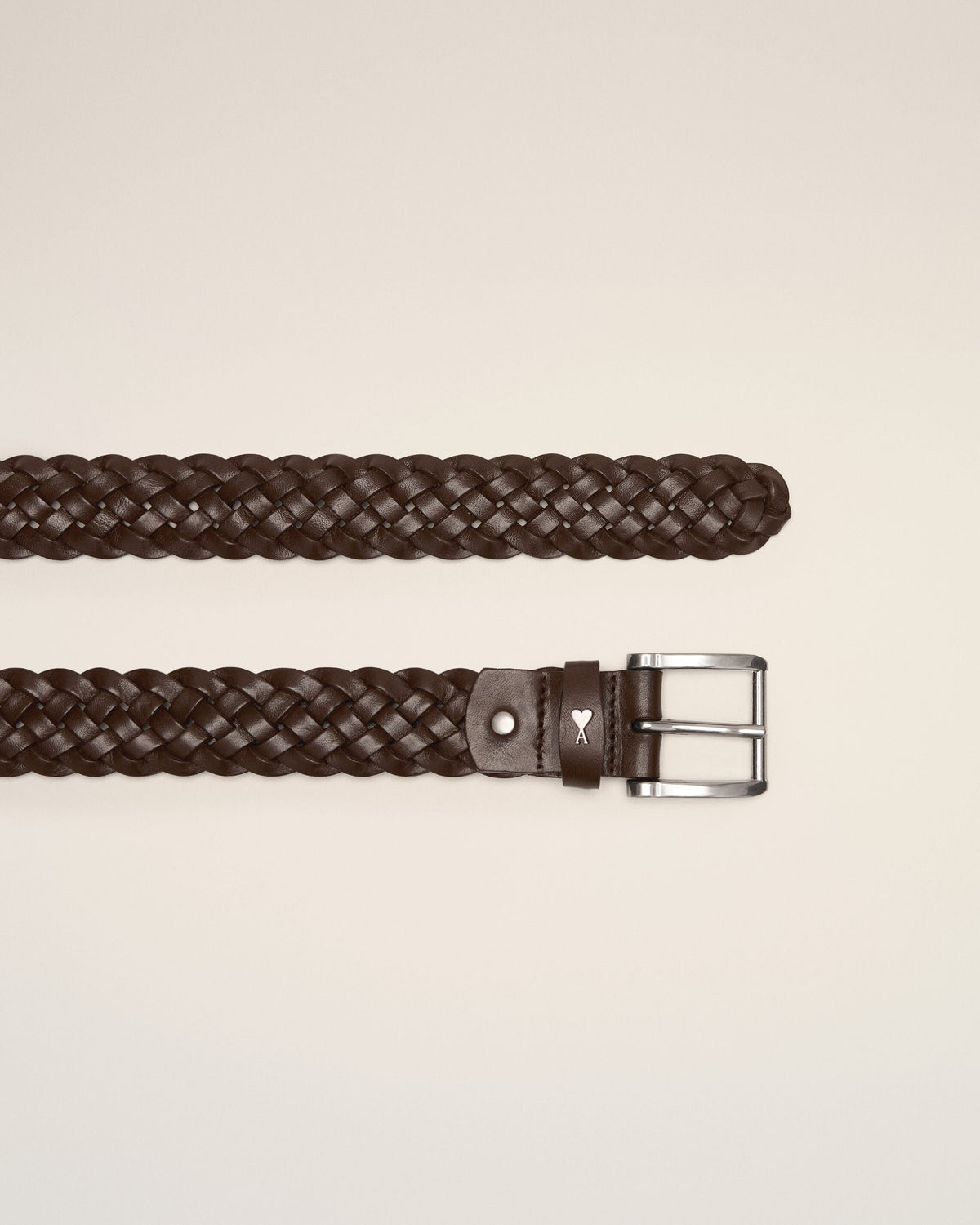 AMI PARIS BROWN BRAIDED PARIS PARIS COW LEATHER BELT 30MM — vista 2