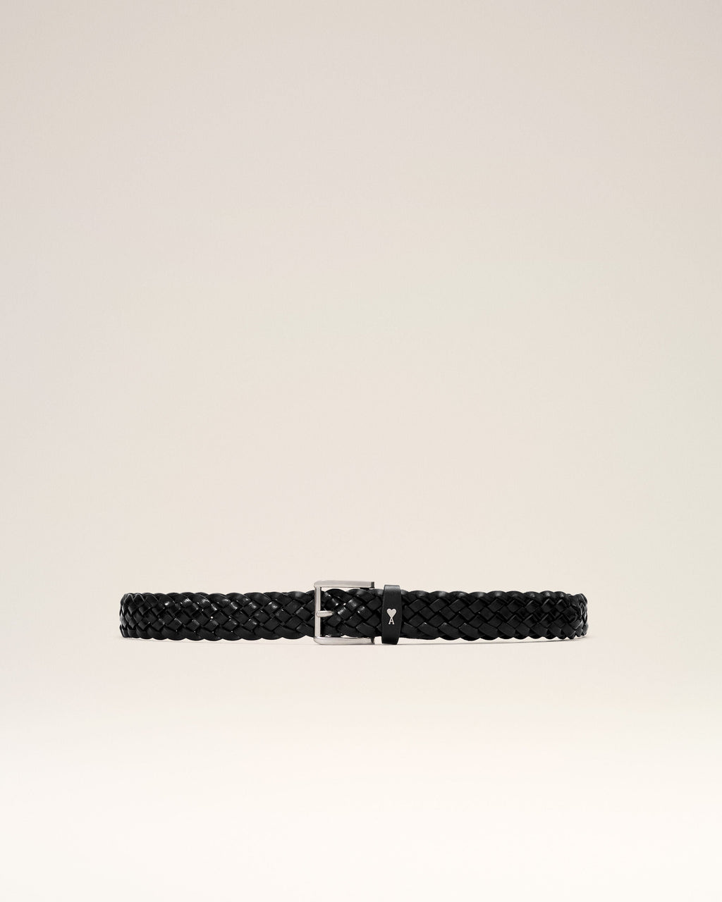 AMI PARIS BLACK BRAIDED PARIS PARIS COW LEATHER BELT 30MM — vista 3