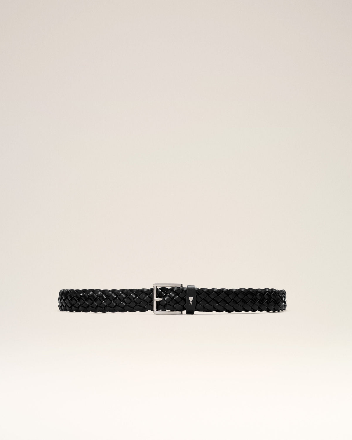 AMI PARIS BLACK BRAIDED PARIS PARIS COW LEATHER BELT 30MM — vista 3