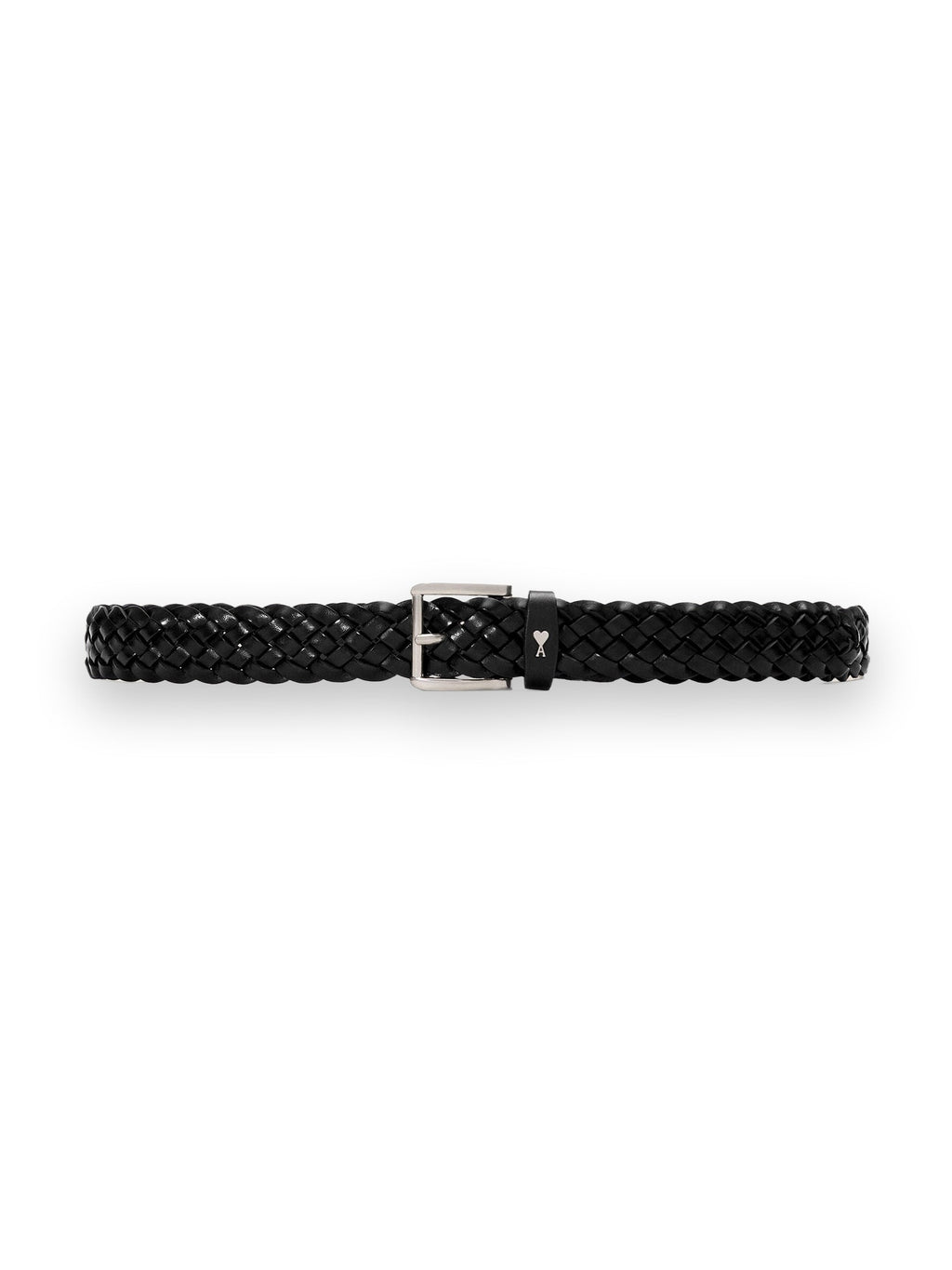AMI PARIS BLACK BRAIDED PARIS PARIS COW LEATHER BELT 30MM