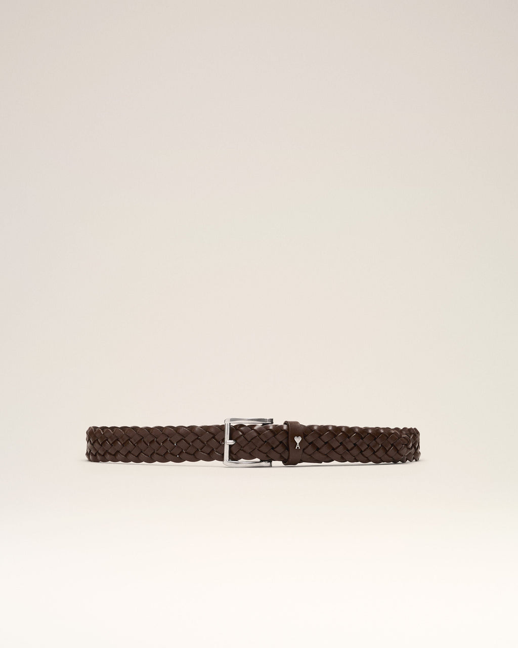 AMI PARIS BROWN BRAIDED PARIS PARIS COW LEATHER BELT 30MM — vista 3