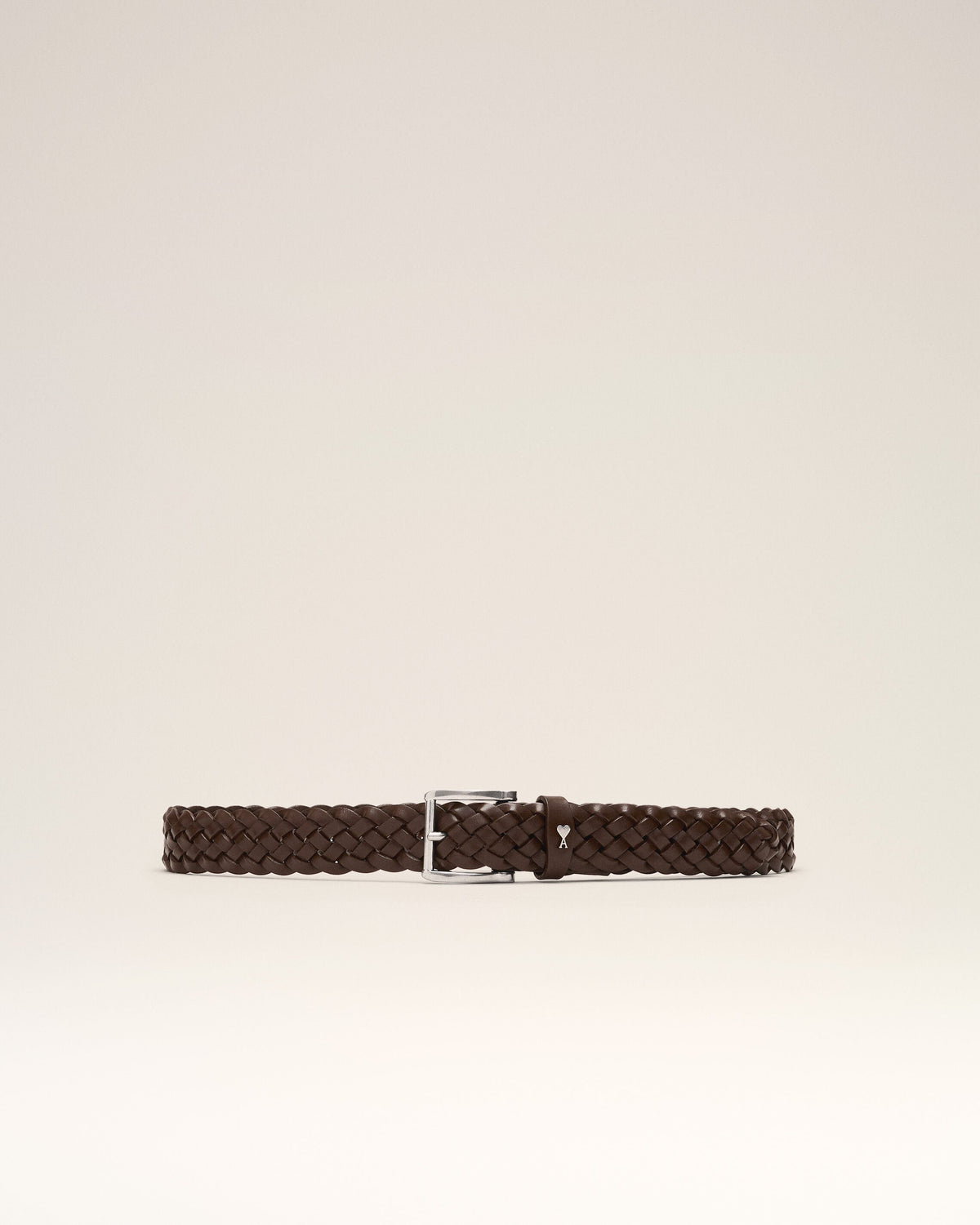 AMI PARIS BROWN BRAIDED PARIS PARIS COW LEATHER BELT 30MM — vista 3
