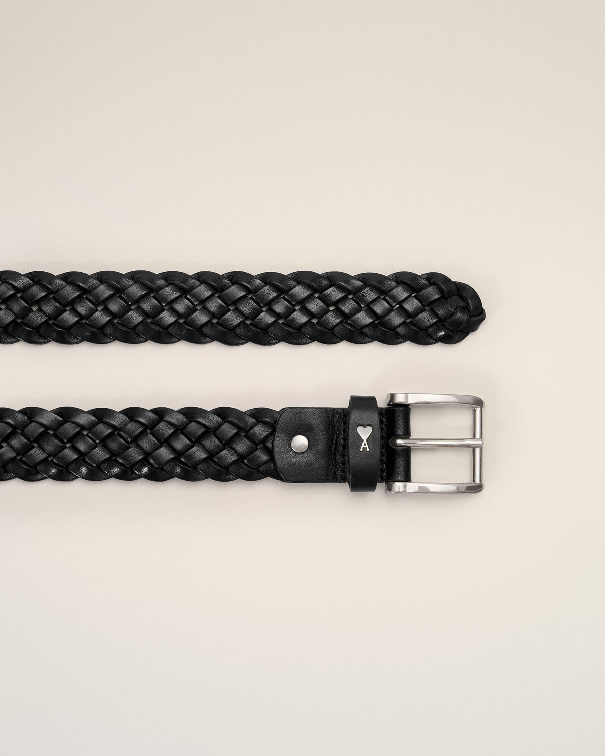 AMI PARIS BLACK BRAIDED PARIS PARIS COW LEATHER BELT 30MM — vista 2