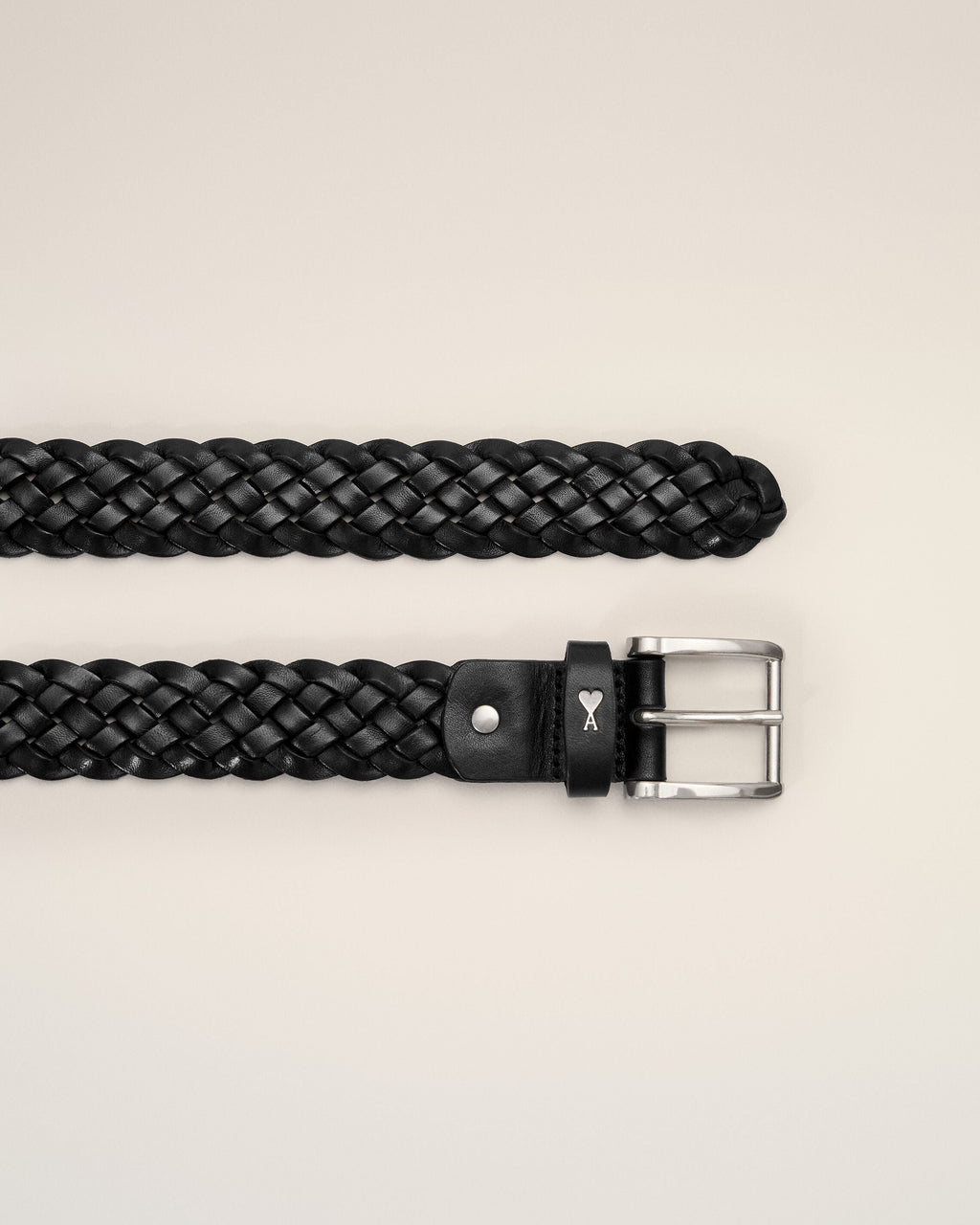 AMI PARIS BLACK BRAIDED PARIS PARIS COW LEATHER BELT 30MM — vista 4