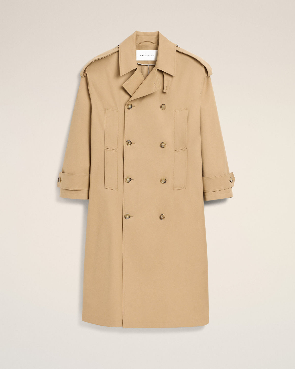 AMI PARIS BEIGE COTTON TRENCH COAT — vista 8