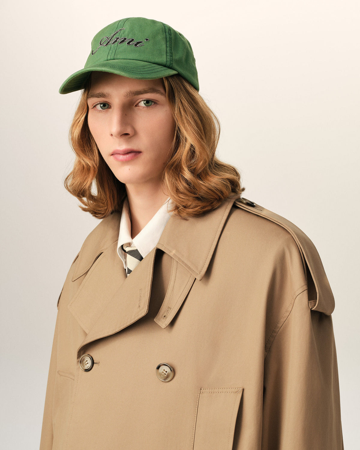 AMI PARIS BEIGE COTTON TRENCH COAT — vista 4