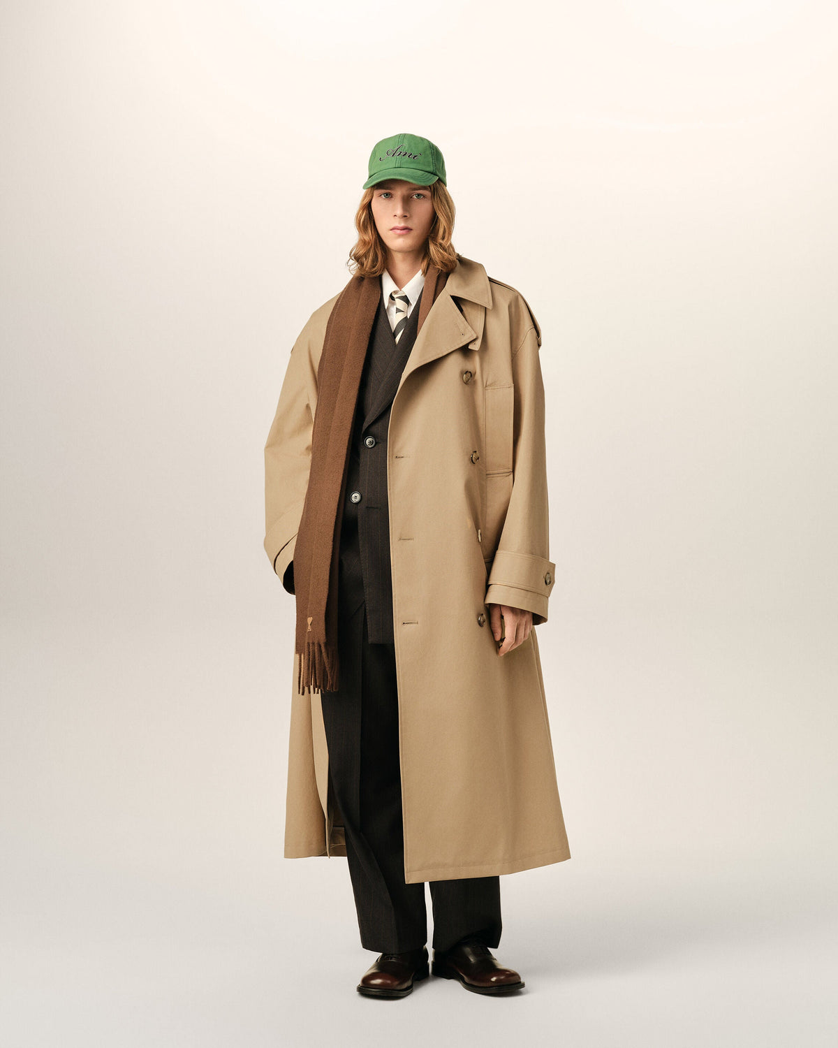AMI PARIS BEIGE COTTON TRENCH COAT — vista 2