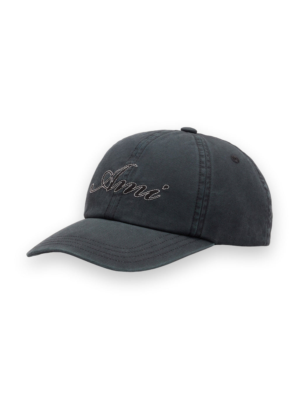 AMI PARIS BLACK COTTON CAP WITH AMI PARIS EMBROIDERY