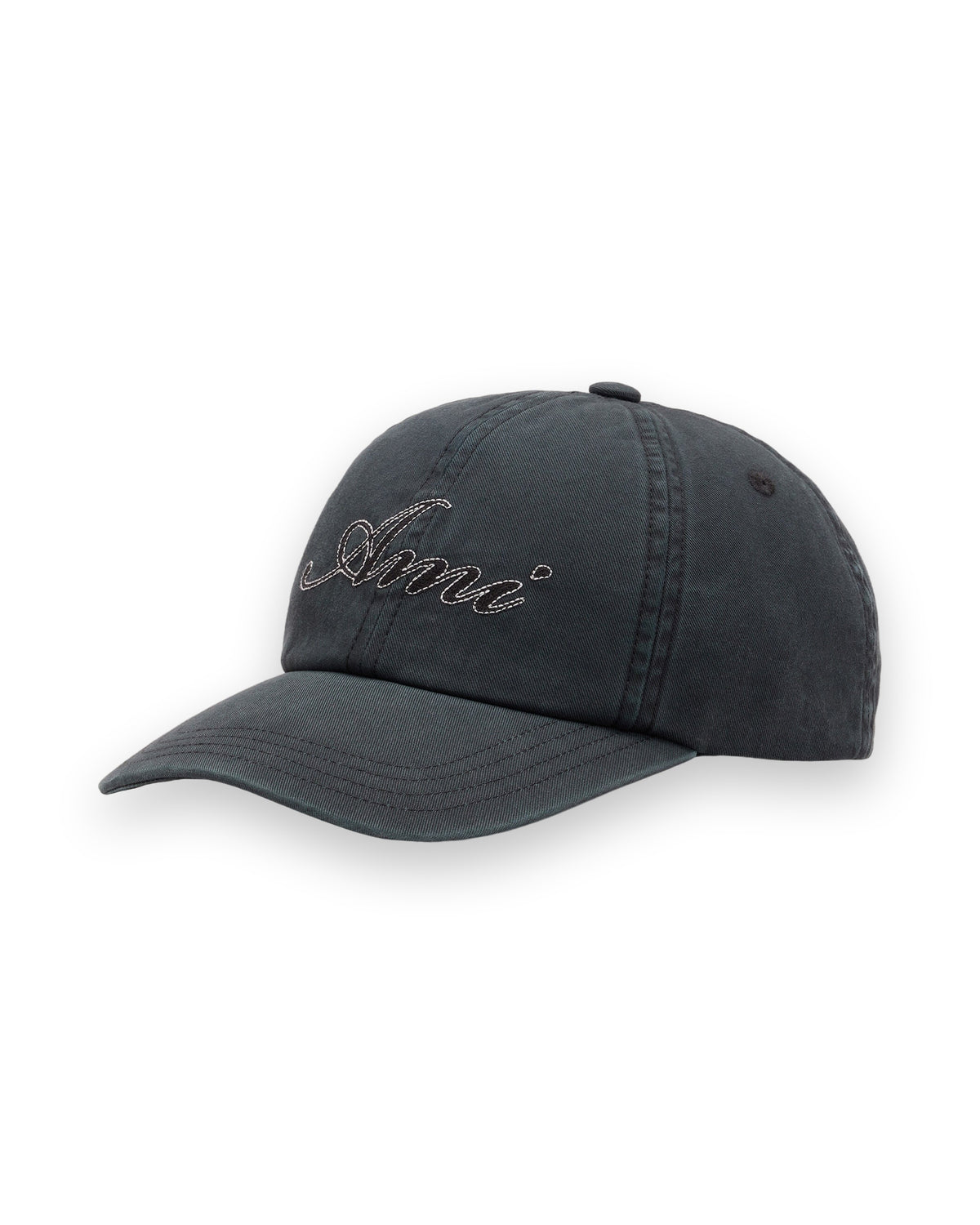 AMI PARIS BLACK COTTON CAP WITH AMI PARIS EMBROIDERY