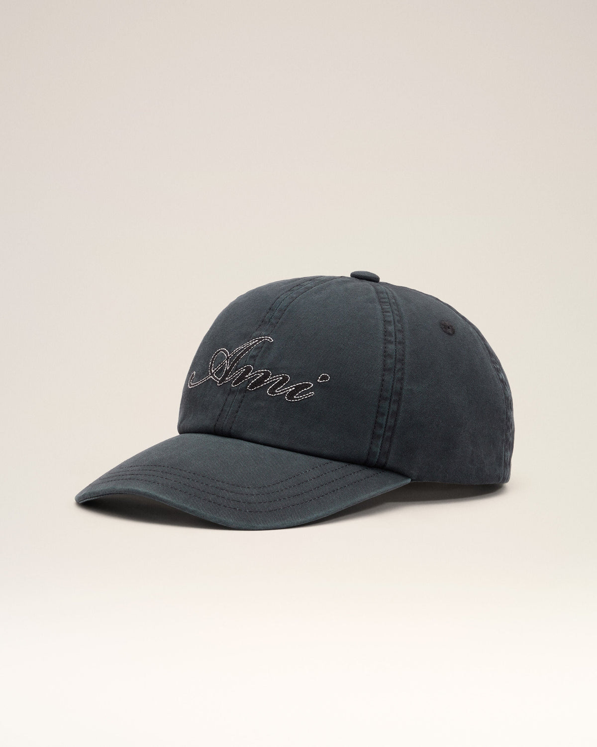 AMI PARIS BLACK COTTON CAP WITH AMI PARIS EMBROIDERY — vista 7