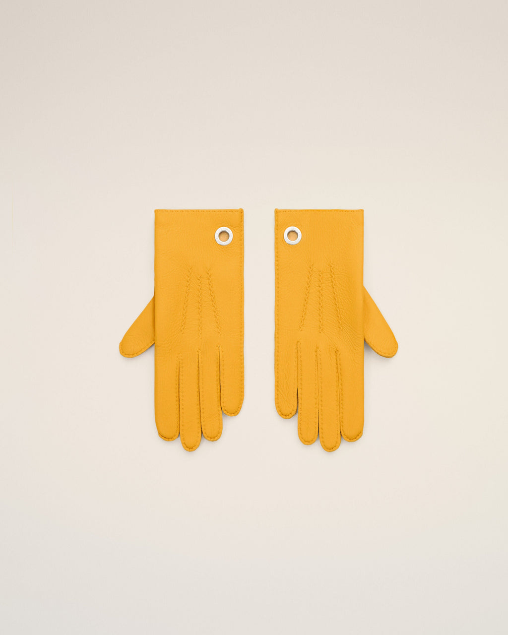AMI PARIS YELLOW GRAINED LEATHER GLOVES — vista 4